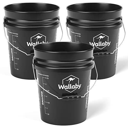 Wallaby 5-галон корпа-Трајлив пластичен тапан со храна-одделение-со патент во очекување на ергономска рачка за лесен зафат и мерни линии-Стабилна