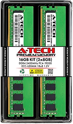 A-Tech 16gb Комплет Меморија RAM МЕМОРИЈА ЗА HP ProLiant MicroServer Gen10-DDR4 2400MHz PC4 - 19200 ECC Unbuffered UDIMM 1Rx8 1.2 V-Сервер