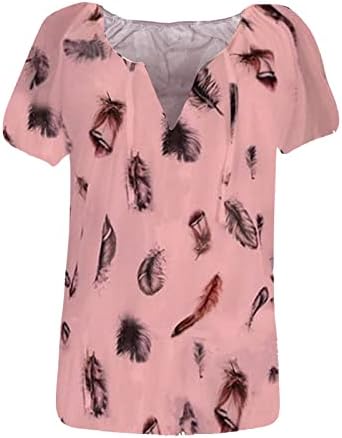 Overmal жени мода лето 2022 година со кратки ракави, обични печатени маици врвови блузи