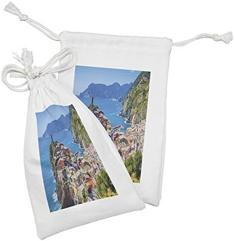Амбесон Верназа ткаенина торбичка од 2, фасцинантен пејзаж на селото Сики Тере во Италија куќи карпи и море, мала торба за влечење