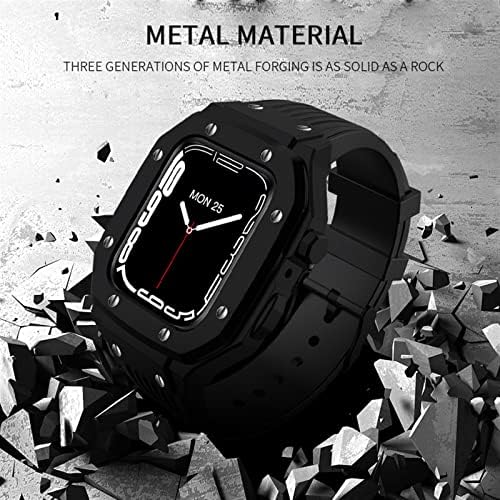 Bdnjn легура на часовникот за часовници за серија на Apple Watch 7 6 5 4 SE 45mm 44mm 42mm Луксузен метал гума од не'рѓосувачки челик модификација