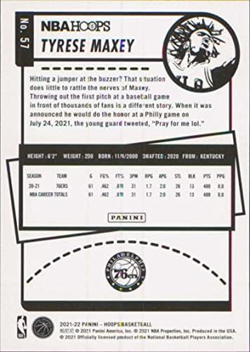 2021-22 Панини НБА-обрачи 57 Tyreese Maxey Philadelphia 76ers Официјална кошаркарска картичка во НБА во сурова состојба