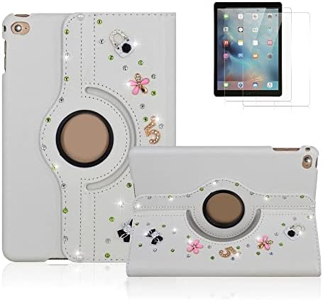 Стенес Блинг Случај Компатибилен Со Samsung Galaxy Tab A8 10.5-Стилски-3d Рачно Изработени Кристални Пеперутки Цвеќиња Сакаат Ротирачки