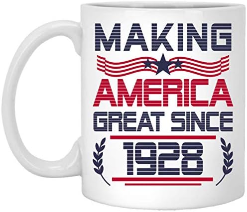 Направете Американец Одличен Од 1928 Година На Раѓање Божиќ 2023 Подароци Бело Кафе Кригла 11оз