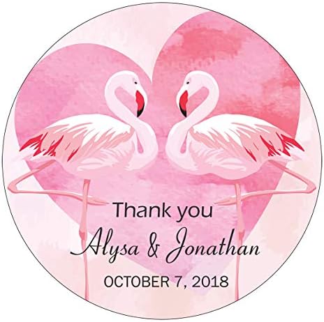 Поставете Персонализирана Свадбена Забава Ви Благодариме Налепници За Подарок Торба Партија Корист Со Розова Фламинго Тема