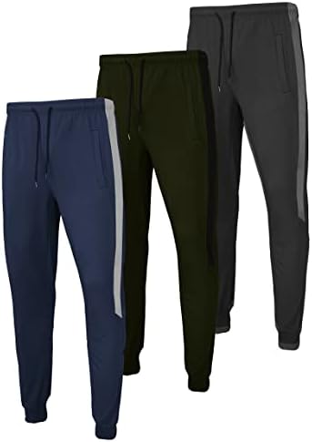Rpovig juggers joggers jogging вежбање: машки атлетски панталони со џебови 3 парчиња поставени за пешачење за теретани за трчање во теретана