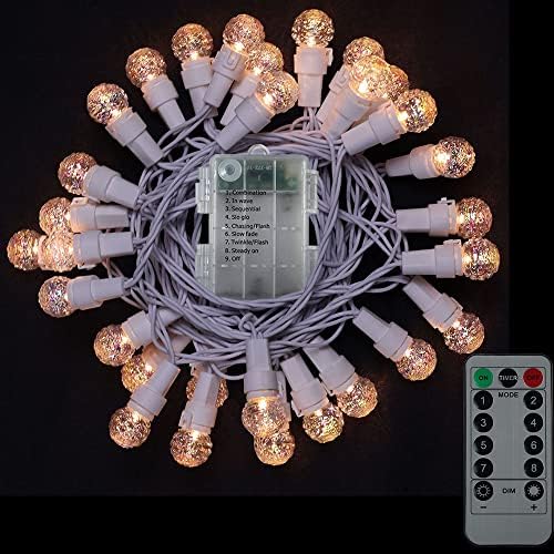 Продадена батерија управувана жица светла 30 LED топло бело стакло во боја G15 светла, 8 режими водоотпорни жици на светла со тајмер за задниот