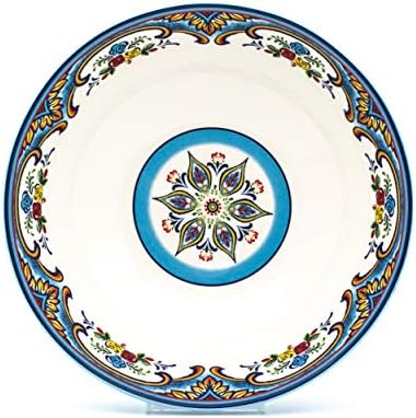 Колекција на Еуро Керамика Занзибар живописно 12,75 '' Керамички круг сад за сервирање, шпански цветен дизајн, повеќебоен