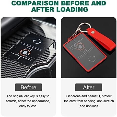 ОНКЕНЕТ 2PCS Клучен држач за картички за клучеви Компатибилен со Tesla Model 3 Model Y 2017-2023 додатоци со PU кожа заштитен клуч за заштита