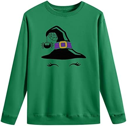 Женски џемпери за Ноќта на вештерките мода мода на вештерки капа за трепки графички пуловер Туник