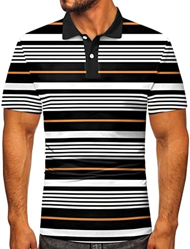 ZDDO летни поло маици за мажи со кратки ракави шарени крпеница тенок фит копче вратот голф врвови обични спортски тениски манчиња