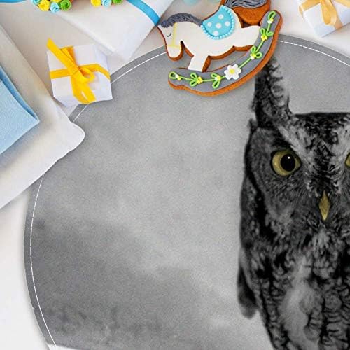 Heoeh Animal Owl Art, уметничко сликарство, не -лизгачки врата 15,7 тркалезна област килими теписи за деца спална соба бебешка