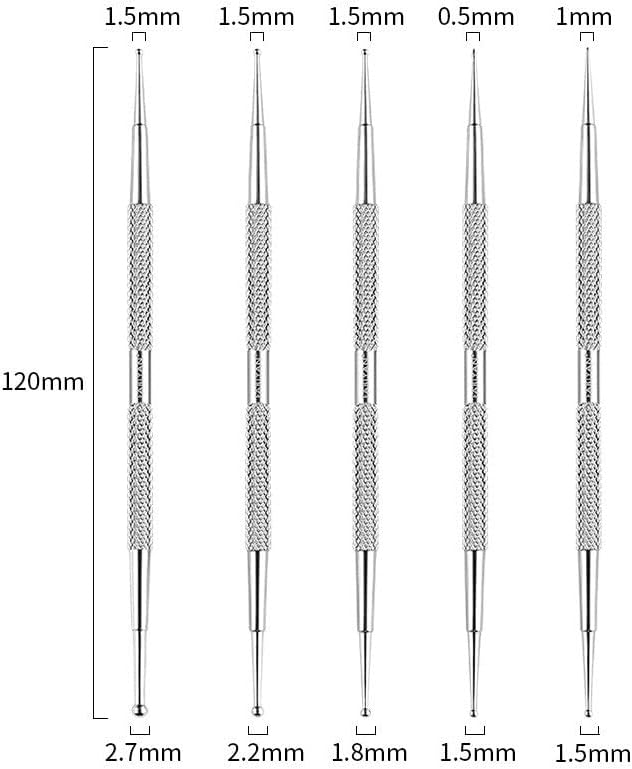 Алатка за уметност за нокти Lhllhl dotting Rhinestone Pen Manicure DIY Picker Beards Нерѓосувачки челик 5 парчиња/Сет