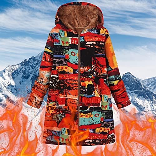 Задебелен уметнички палто за задебелување на жените, топло трендовски зимско руно, наредени дуксери за дуксери за облека, со