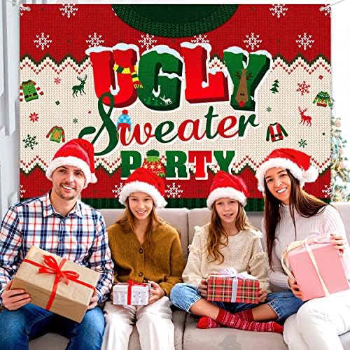 Грд Божиќни џемпери за забави за забава-Заднини за забава со џемпери, 5x3ft Винил Божиќ грда џемпер Фото-реквизит Банер за