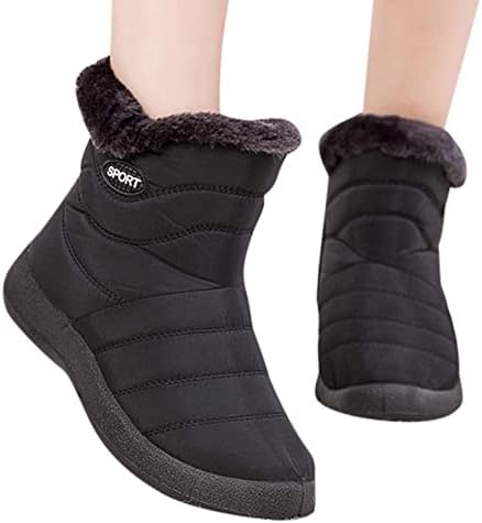 Зимски зимски чизми водоотпорна платформа Чувајте топло крзно обложени чизми на глуждот меки единствени анти-лизгачки жени снежни чизми