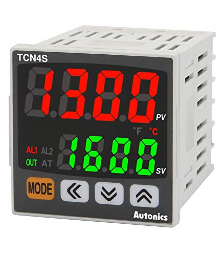 TCN4S-24R, TEMP CONTROL, 1/16 DIN, двоен дисплеј 4 цифри, PID контрола, излез на реле и SSR, 2 излез на аларм, 100-240 VAC