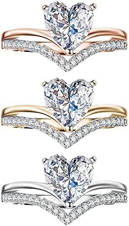 Бело срце 5-11-тешка злато, сребрен накит прстен прстен жени свадбени прстени