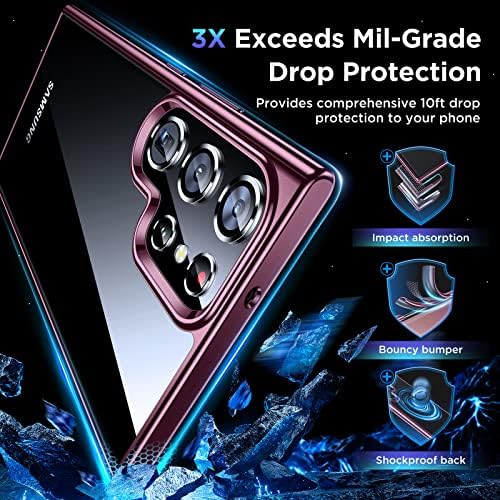 Humixx Ultra Clear For Samsung Galaxy S23 Ultra Case, [никогаш жолто] [Mil-одделение за заштита на шок-заштита] 2x Флексибилен заштитник на екранот + 2x заштитник на камера мек тенок заштитен сл