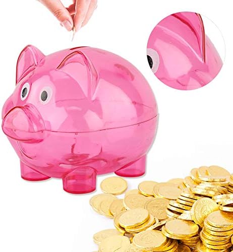 Piggy Bank, Baby Savings Bank, Транспарентна банка од 3,93 inch монети, за момчиња уникатен подарок за декор за домашни девојчиња