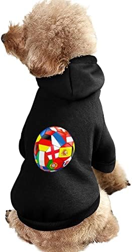 Фудбалски фудбал со Европа знамиња кучиња качулка пуловер џемпер за облека за миленичиња облека со качулка со облеки за кучиња