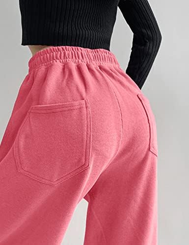 Козипоин женски каузални широки џемпери со нозе, врежани јога панталони со високи половини, џогери џебови џебови
