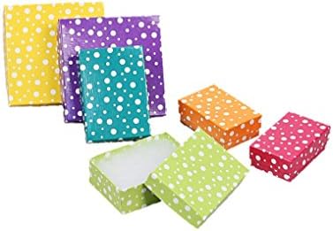 888 Display USA, Inc - 15 Qty Multi Color Polka Dot Parket Packaging Cotton Cotton Assurted Assumped Boxes - 3 1/2 x 3 1/2 x 1