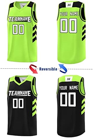 Обичен реверзибилен кошаркарски дрес 90 -тите хип -хоп спортски кошули печатено име број за мажи/млади