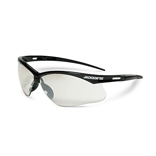 Безбедност на acksексон 50004 SG безбедносни очила со меки храмови на допир и флексибилно парче нос, црна рамка, затворен/отворен леќа,