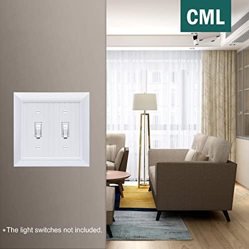 CML Класичен Двоен прекинувач за светло за вклучување wallидна плоча, 2-банда за излез, гроздобер дизајн на ретро дрво жито, стандардна