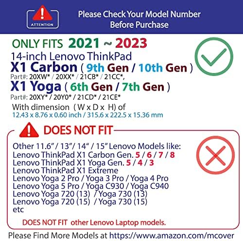 Mcover Case само компатибилен за 2021 ~ 2023 14 Lenovo ThinkPad x1 Yoga Gen 6/7 и X1 Carbon Gen само 9/10 лаптоп компјутер само - црвена
