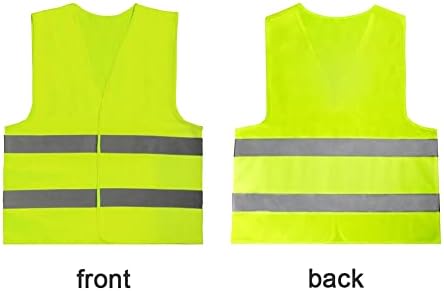 Bibabala 5 Pack Hi Vis Vests, стандардни елементи за безбедност на големината, унисекс Здраво на жолта јакна за сообраќајна