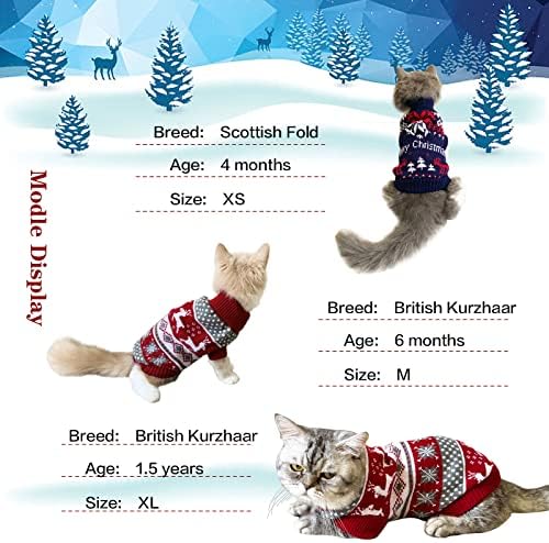 Кушоу 2 парчиња Куче Божиќен Џемпер Мачка Божиќен Џемпер Мачка Куче Трикотажа Џемпер Божиќна Облека За Домашни Миленици Зимска Топла