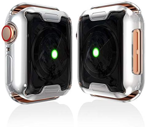 Case Ysmile за Apple Watch 6 / SE 40mm, тенок мек TPU заштитник на екранот полн околу заштитниот случај за Apple Watch 6 / SE 40mm, сребро