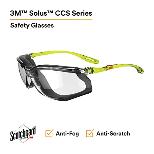 Безбедносни очила од 3М, Solus CCS серија, ANSI Z87, Scotchgard Anti-Fog Coation, чиста леќа, систем за контрола на приклучокот со уво, отстранлив