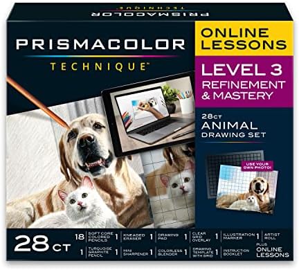 Техника Prismacolor, уметнички материјали и лекции за дигитална уметност, сет на животински цртежи, Ниво 2, Како да цртате животни