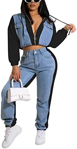 Fastkoala облеки со две парчиња за жени Под Постави долги ракави Обични панталони за џемпери, поставени со џебови S-2XL