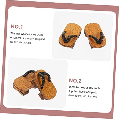 Toyvian 1 пар OB11 кукли за затнување платформа Сандали мини дрвени чевли Дрвени чевли за DIY компактен затнувања мини украс DIY дрвени чевли