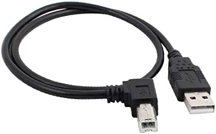 X-Dree USB2.0 Машко до Б лево лактот 90 степени Машки печатач Кабел Црна 50 см (USB2.0 A Maschio A B gomito Sinistro 90 Gradi Cavo Dello