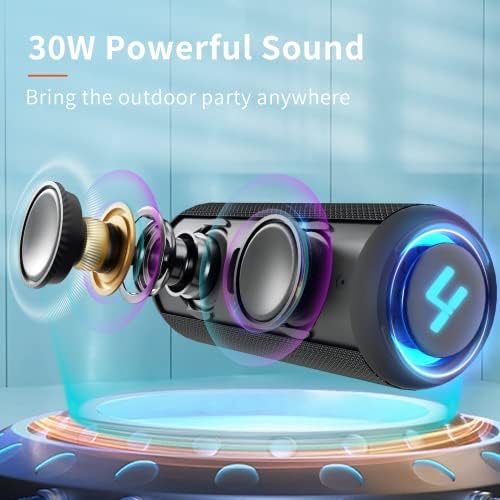 Звучници со Bluetooth Bluetooth, преносни безжични водоотпорни звучници со RGB светлина, 30W добар бас, TF картичка, USB репродукција, двојно