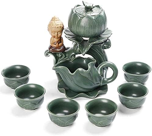 Lianxiao-чај поставен полуавтоматски чај постави керамика порцелан кунг фу за домашни канцеларии со керамички чај од 6 лица со керамички