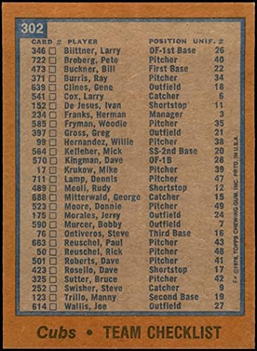 Проверка на списокот на тимот на Топс 302 Коцки Чикаго Кобс екс -куби