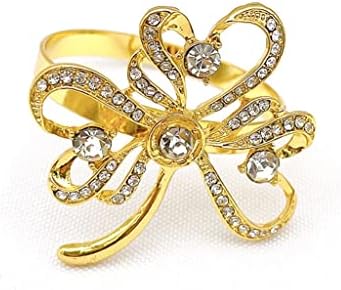 Pqkdy лисја метална салфетка прстен салфетка држач за салфетка, свадба златен салфетка круг (боја: а, големина
