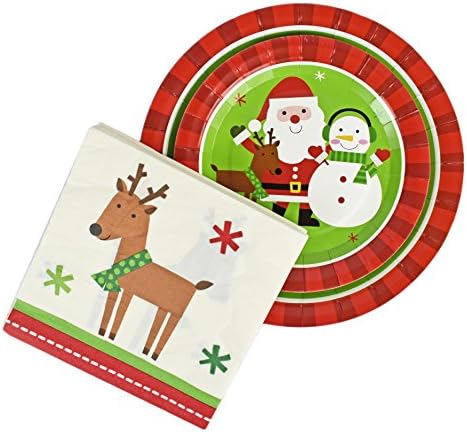 Сет од 128 празници за Божиќни хартиени плочи и салфетки - совршен за забави за одмор!
