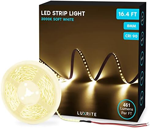 LEDSRITE LED ленти со ленти 16,4ft, 3000k мека бела, голема густина, 461 лумени/ft, исечени до должина, 803 LED чипови/ролна, 4,4W/FT,