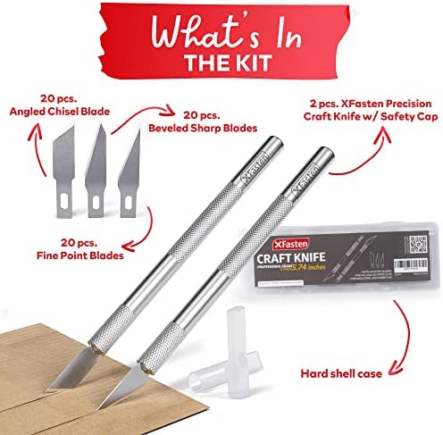 XFASTEN TECORO NOFE Set од 2 точни ножеви за занаетчиство со 60 сечила на ножеви со точни | Прецизен хоби нож поставен за уметност за сечење
