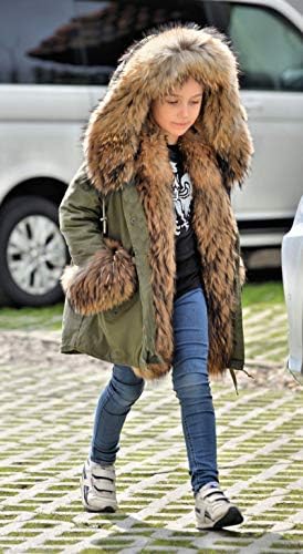 AOFUR KIDS UNISEX CATION Зимски црна јакна faux Fur Parka Casual Hooded Tarm Trow Outweare Kids Облека за девојчиња Момци