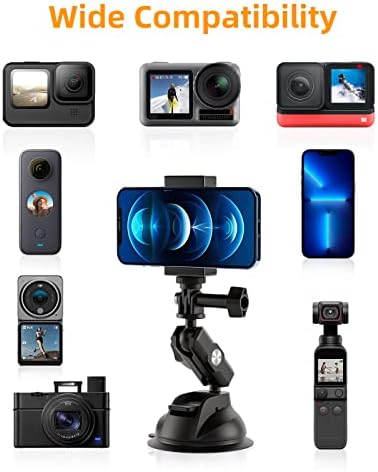 Афаит вшмукувачки држач за монтирање на телефонот компатибилен со GoPro Hero 11 10 9 8 7 6, GoPro Max, DJI Osmo Action, Osmo Pocket, Insta360