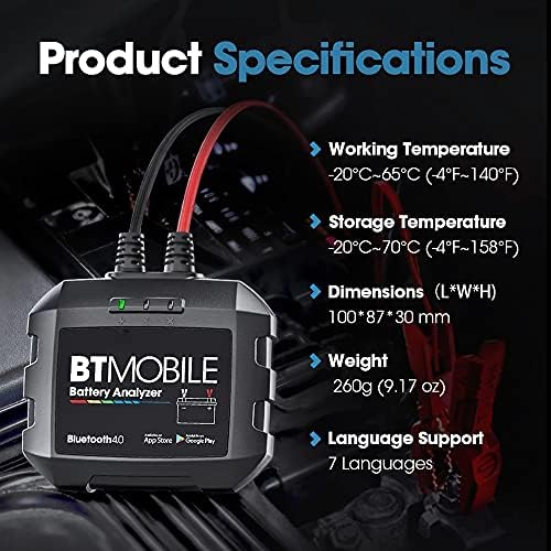 WYFDP Bluetooth Car Tester Battery Tester BT Mobile 12V безжичен монитор за батерии 100 до 2000CCA Auto Charger Cranking Analyzer Tool
