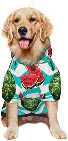 Големо кучиња од кучиња лубеница-котло-лето-облека за домашно милениче џемпер со капа со мека мачка облека со капа од мачка x-large